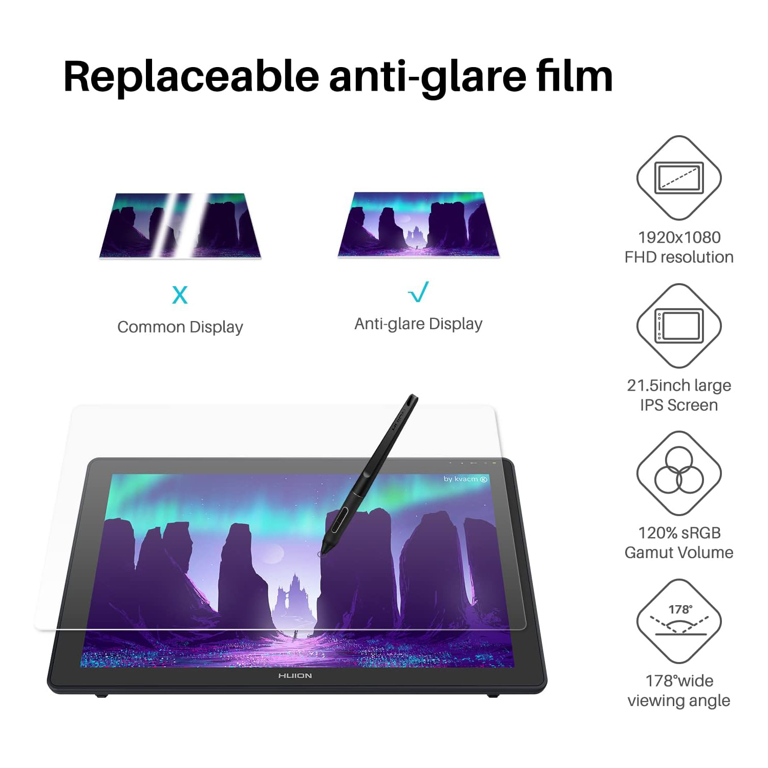 شاشة لوحية رسومات Huion-Kamvas - مراجعة Huion Tablet Accessories وسعره